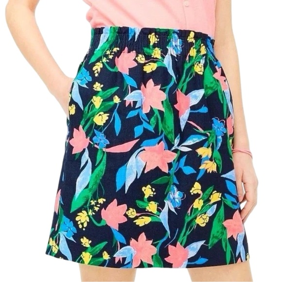NWT J Crew Paper Bag Waist Linen Cotton Blend Floral City Skirt - Picture 2 of 6